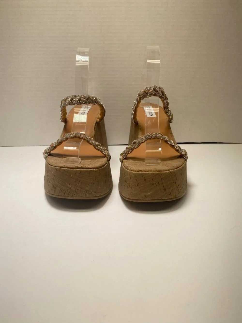 Steve Madden Women's Danya Rhinestone Cork Wedge Strap Sandal Sz 9